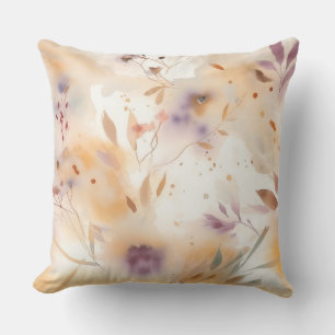 Boho Chic Watercolor Yellow Cream Lavender Cushion