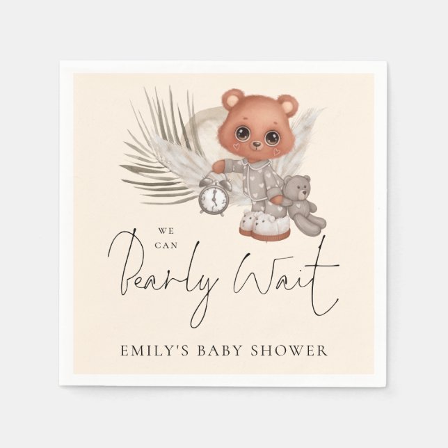 Boho Chic We Can Bearly Wait Baby Shower  Napkin (Front)