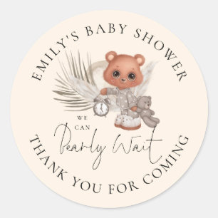 Boho Chic We Can Bearly Wait Thanks Baby Shower  Classic Round Sticker