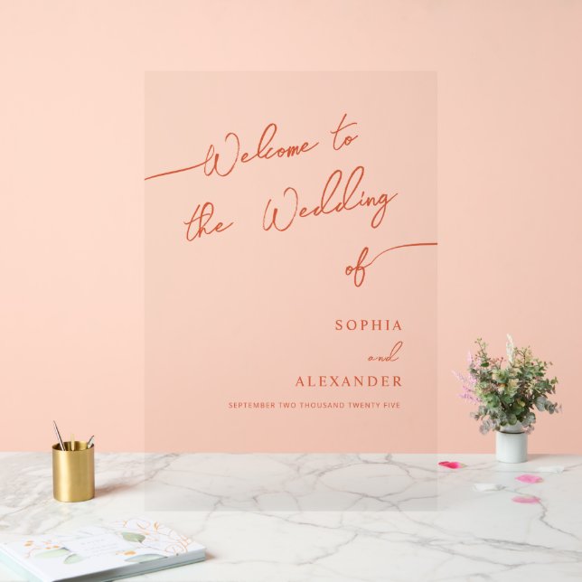 Boho Chic Wedding Acrylic Sign Welcome. (Wedding)