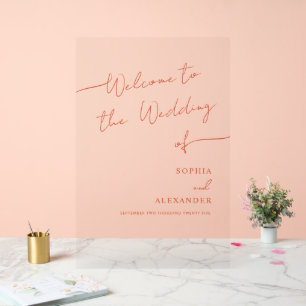 Boho Chic Wedding Acrylic Sign Welcome.