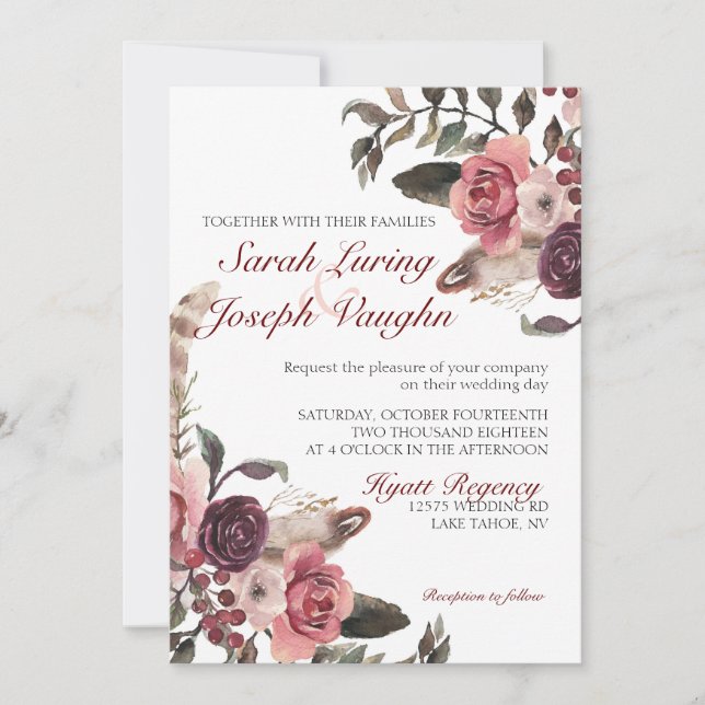 Boho Chic Wedding Invitation (Front)
