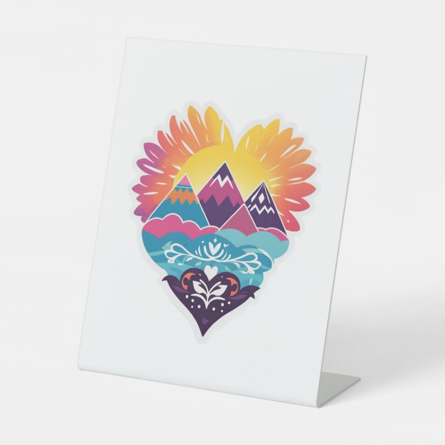 Boho Chic Wedding Invitation Pedestal Sign (Front)
