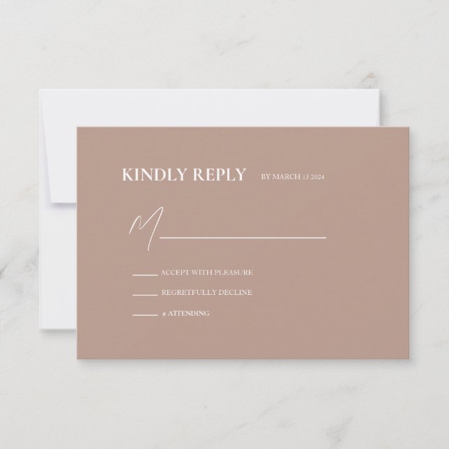 Boho Chic Wedding Minimalist Wedding RSVP Card (Front)