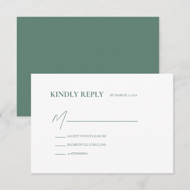 Boho Chic Wedding Minimalist Wedding RSVP Card (Front/Back)