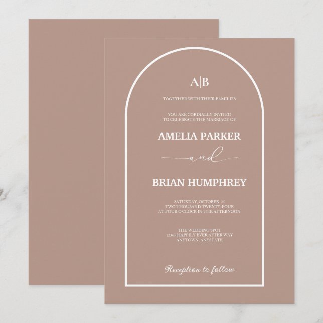 Boho Chic Wedding Modern Arch Minimalist Wedding I Invitation (Front/Back)