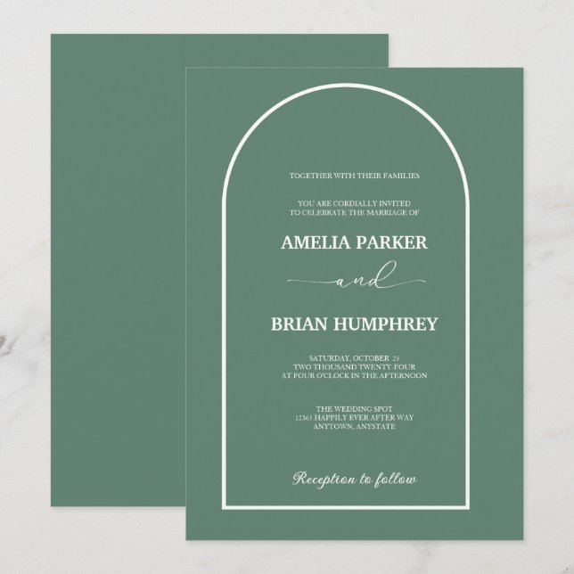 Boho Chic Wedding Modern Arch Minimalist Wedding I Invitation (Front/Back)