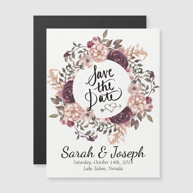 Boho Chic Wedding Save The Date Magnet (Front/Back)
