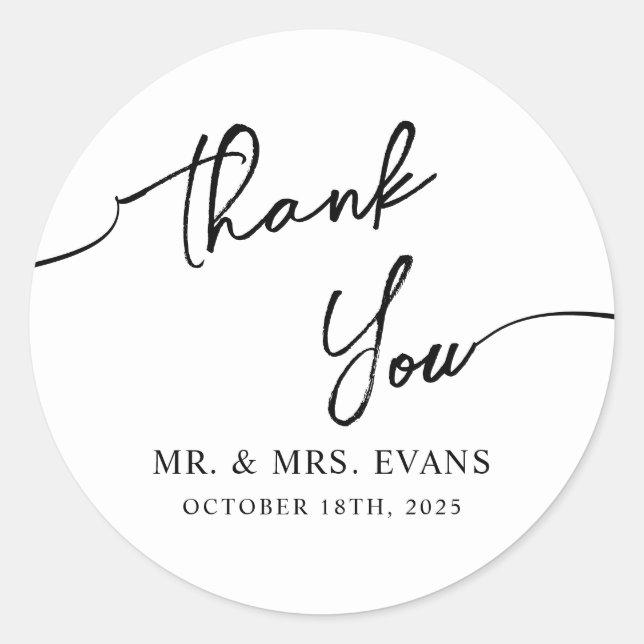 Boho-chic Wedding Sticker Thank You.  (Front)