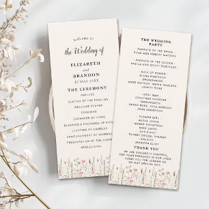 Boho Chic Wedding with Beige Flowers Programme