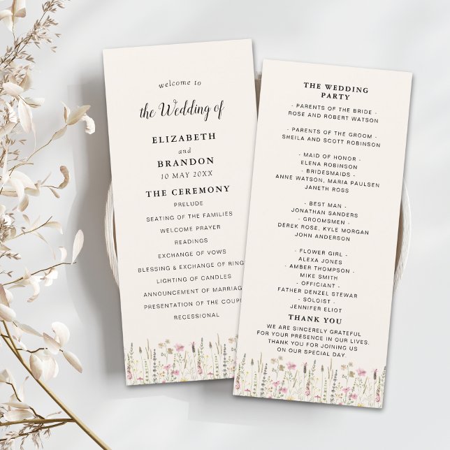 Boho Chic Wedding with Beige Flowers Programme (Creator Uploaded)