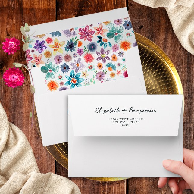 Boho Chic Whimsical Wildflower Garden Wedding Envelope (Creator Uploaded)