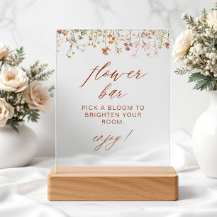 Boho Chic Wildflower Baby Shower Flower Bar Acrylic Sign