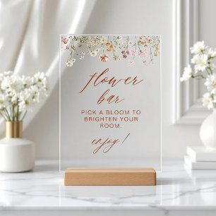 Boho Chic Wildflower Baby Shower Flower Bar Acrylic Sign