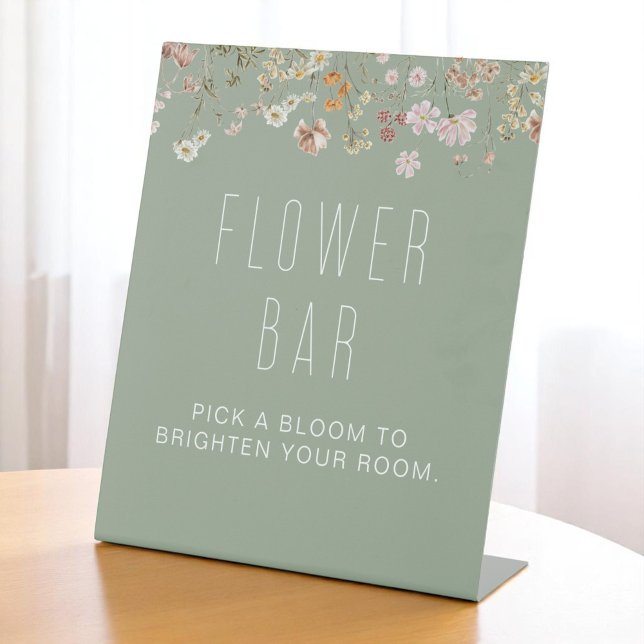 Boho Chic Wildflower Baby Shower Flower Bar Pedestal Sign (Creator Uploaded)