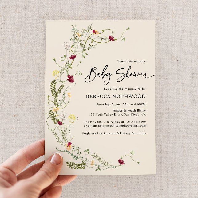 Boho Chic Wildflower Baby Shower Invitation (Creator Uploaded)