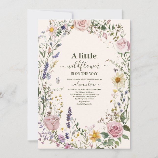 Boho Chic Wildflower  Baby Shower Invitation (Front)