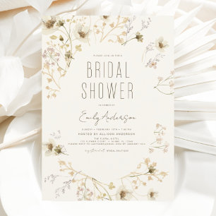 Boho Chic Wildflower Bridal Shower Elegant Invitation