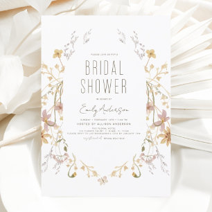 Boho Chic Wildflower Bridal Shower Elegant Invitation