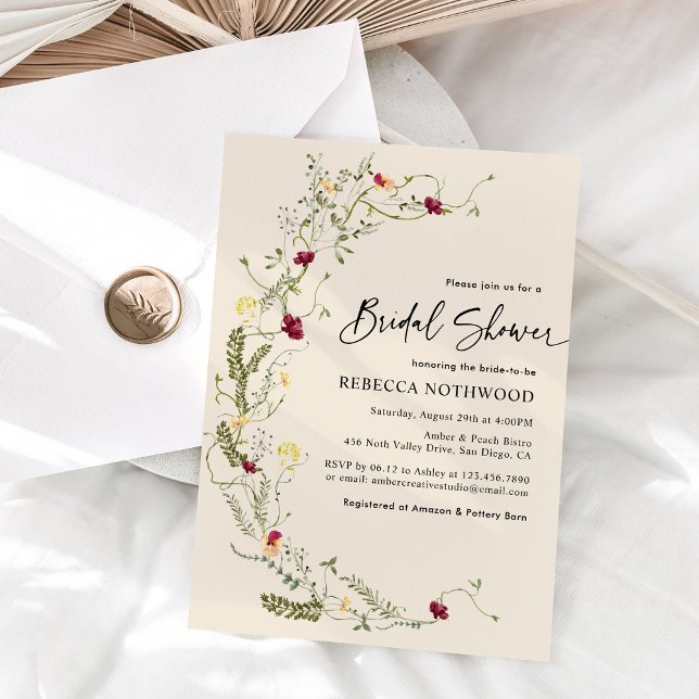 Boho Chic Wildflower Bridal Shower Invitation (Creator Uploaded)