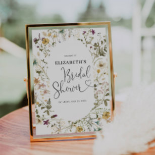 Boho Chic Wildflower Floral Bridal Shower Welcome  Poster