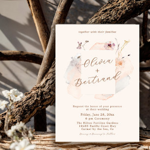 Boho Chic Wildflower Minimalist Garden Wedding Invitation