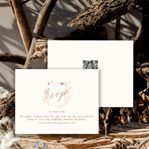Boho Chic Wildflower QR Code Wedding RSVP Card