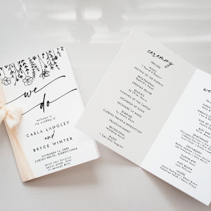 Boho Chic Wildflower We Do Folded Wedding Programme