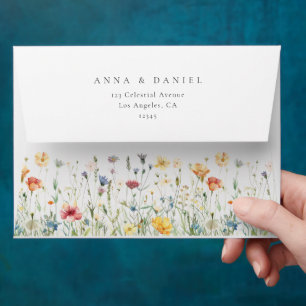 Boho Chic Wildflower Wedding Envelope