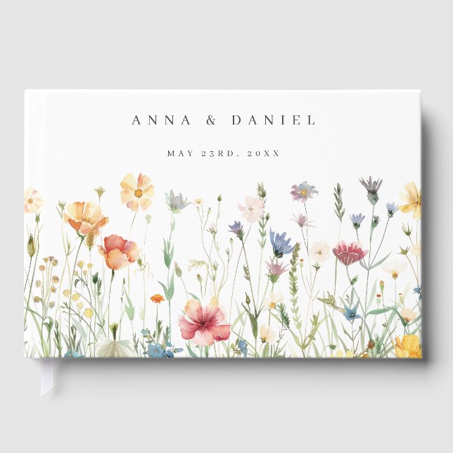 Boho Chic Wildflower Wedding Guest Book (Front)