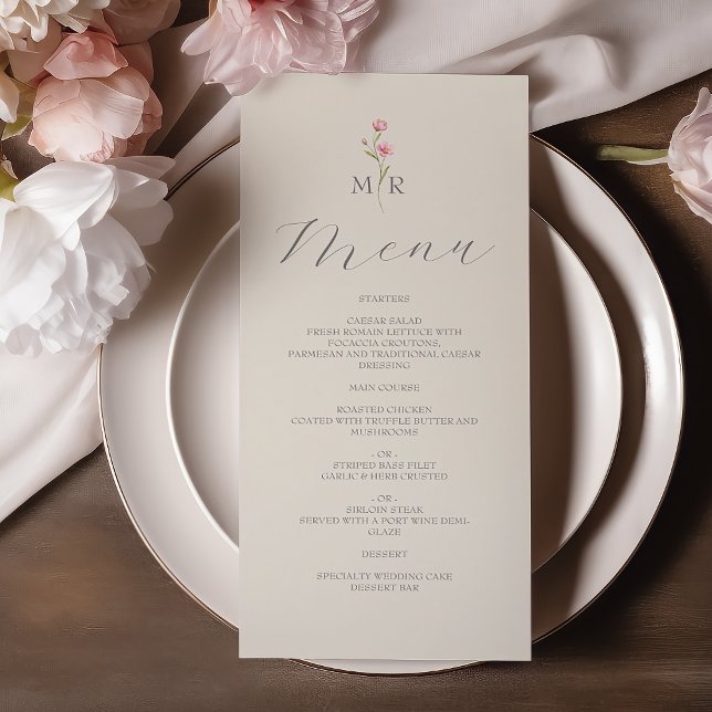Boho Chic Wildflower Wedding Menu (Creator Uploaded)