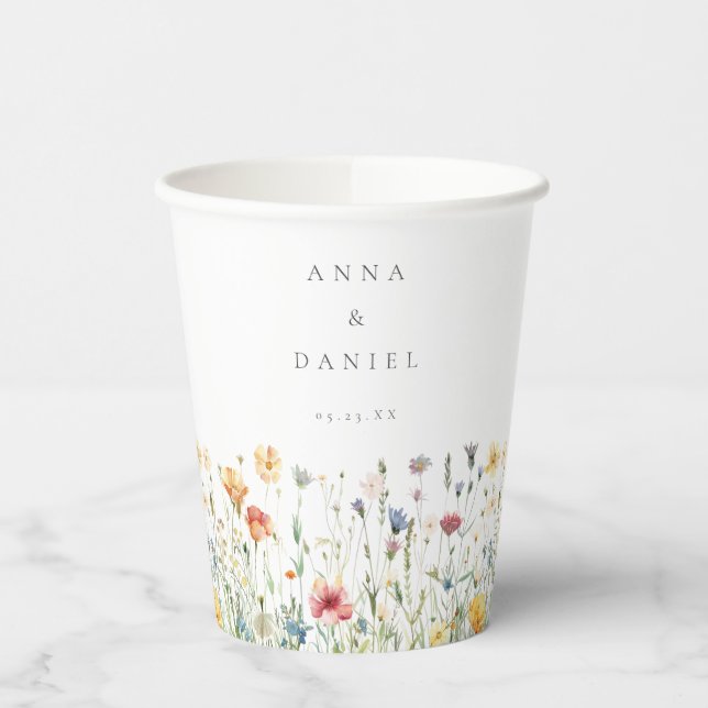 Boho Chic Wildflower Wedding Paper Cups (Left)