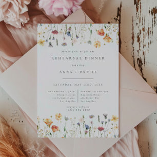 Boho Chic Wildflower Wedding Rehearsal Dinner Invitation
