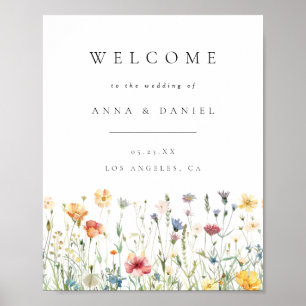Boho Chic Wildflower Wedding Welcome Poster