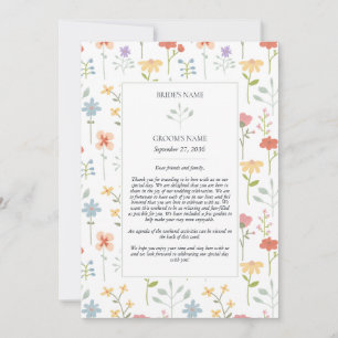 Boho Chic Wildflowers Floral Wedding Itinerary