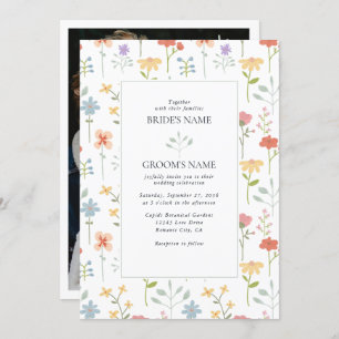 Boho Chic Wildflowers Modern Floral Wedding Invitation
