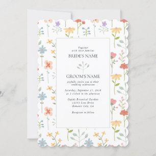 Boho Chic Wildflowers Modern Floral Wedding Invitation