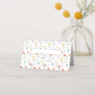 Boho Chic Wildflowers Modern Floral Wedding Place Card