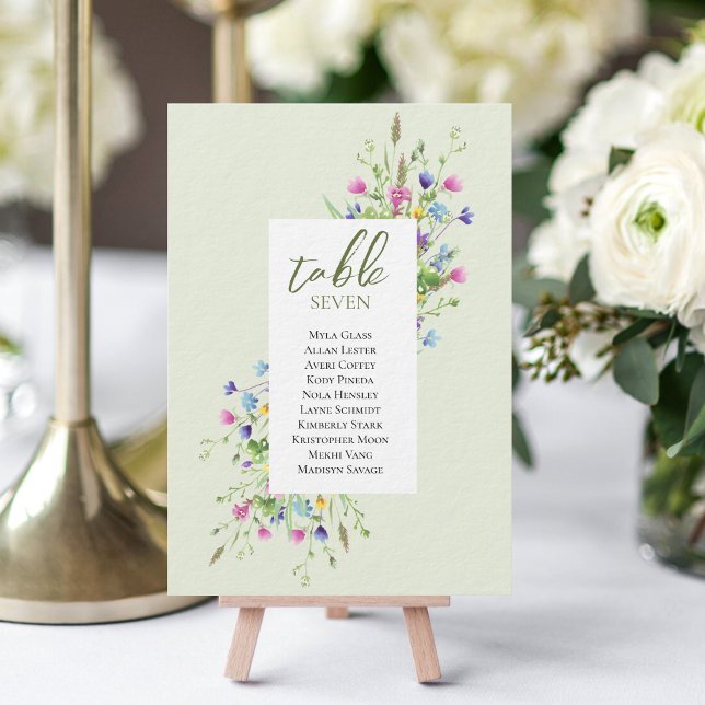 Boho chic Wildflowers Script Wedding Place Cards (Creator Uploaded)