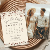 Boho Chic Wildflowers Wedding Calendar & Photo