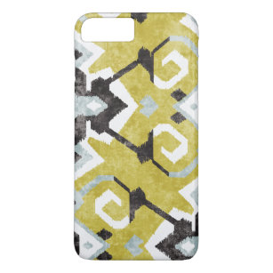 Boho chic yellow ikat tribal pattern monogram Case-Mate iPhone case
