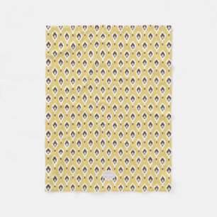 Boho chic yellow ikat tribal pattern monogram fleece blanket