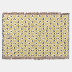 Boho chic yellow ikat tribal pattern monogram throw blanket