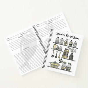 Boho-chic yellow kitchen illustration Recipe Book 