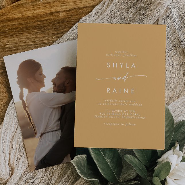 Boho Chic Yellow Marigold Casual Photo Wedding Invitation (Creator Uploaded)