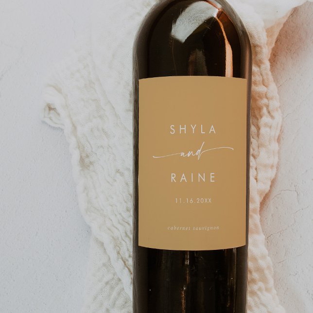 Boho Chic Yellow Marigold Wedding Wine Labels (Creator Uploaded)