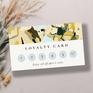 Boho Chic Yellow Ochre Painted Floral Loyality Business Card
