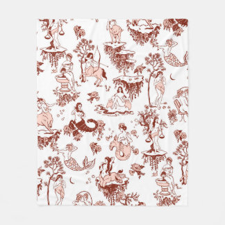 Boho Chic Zodiac Sign Toile Pattern Astrology Gift Fleece Blanket