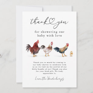 Boho Chicken Baby Shower Thank You Card