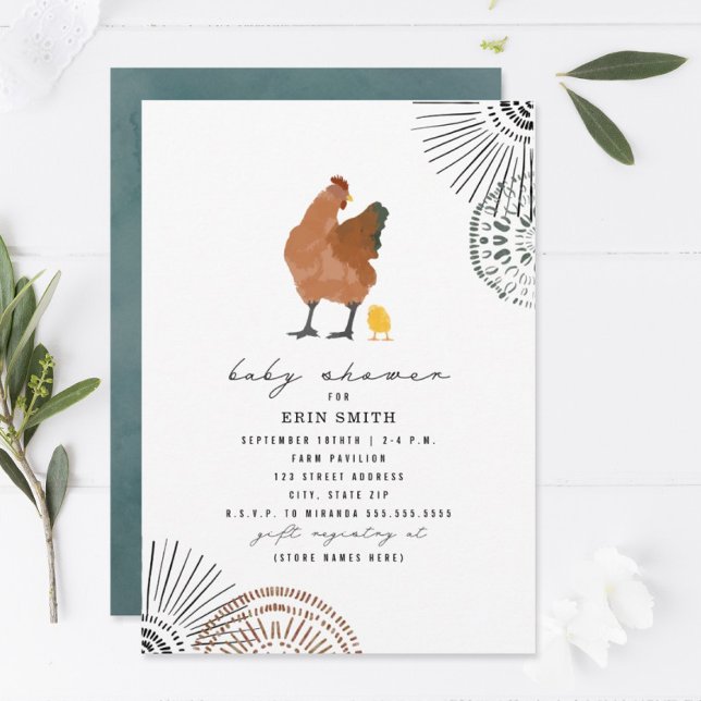 Boho Chicken Mama Baby Shower Invitation (Creator Uploaded)